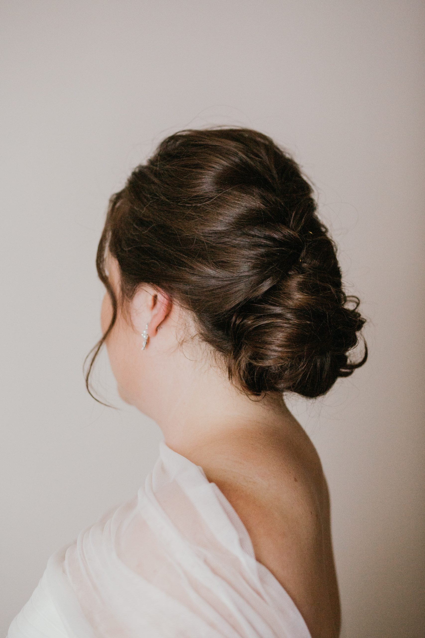 Bridal Hairstyle up do captured by Sacramento wedding photographer.